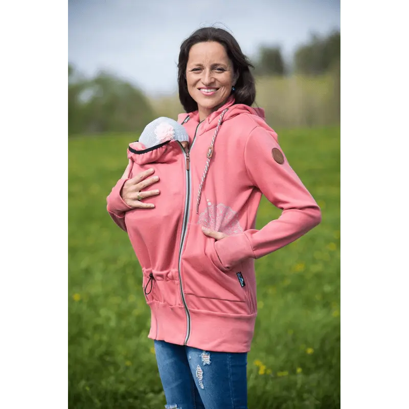 Angel Wings Babywearing Hoodie Coral Pink Angel Wings