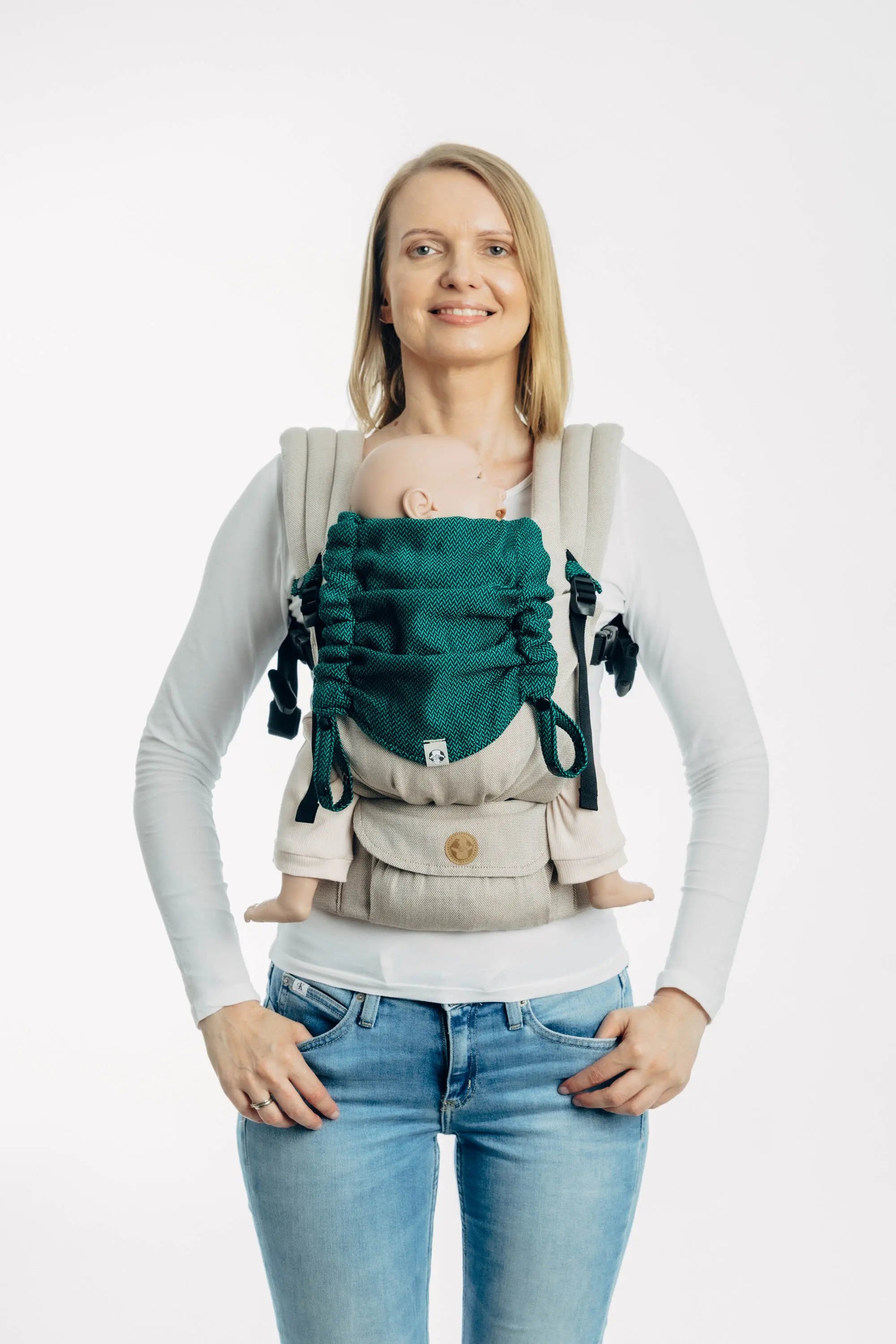 Herringbone Emerald Baby Carrier Hood by LennyLamb LennyLamb