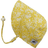 Emily Belle Yellow Liberty of London Cotton Print Infant and Toddler UPF50+ Sun Protection Bonnet Puffin Gear