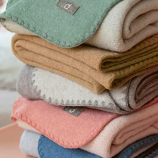 Disana Doubleface Baby Blanket Merino Wool Knit - Soft Pink Natural Disana
