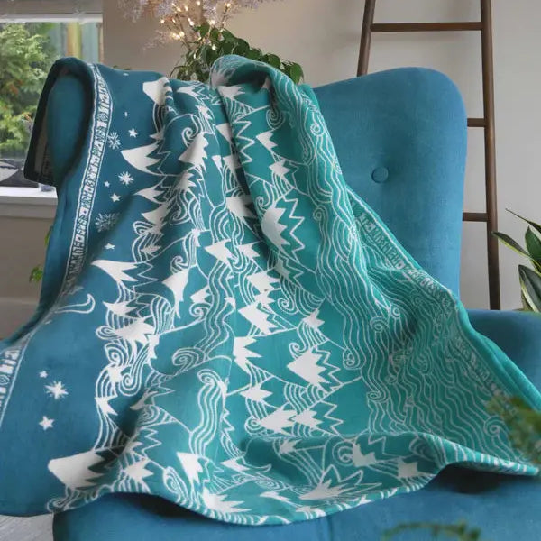 Misty Mountains™ Moonlit Brushed Cotton Blanket by Oscha Oscha