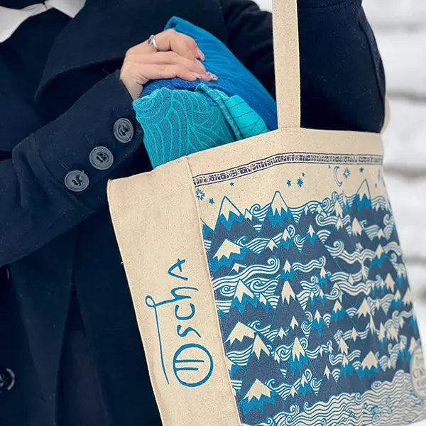 Misty Mountains Indigo Eco Tote Bag by Oscha Oscha