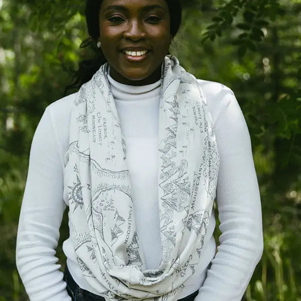 Realm of Middle Earth Ink Infinity Loop Scarf by Oscha Oscha