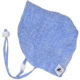 Navy Chambray Linen Infant and Toddler UPF50+ Sun Protection Bonnet Puffin Gear