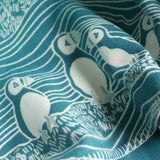 Puffins Bass Rock Brushed Cotton Blanket by Oscha Oscha