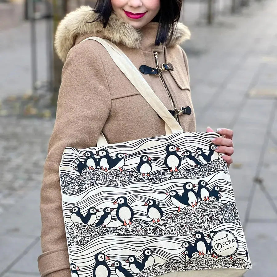 Puffins Tote Bag by Oscha Oscha