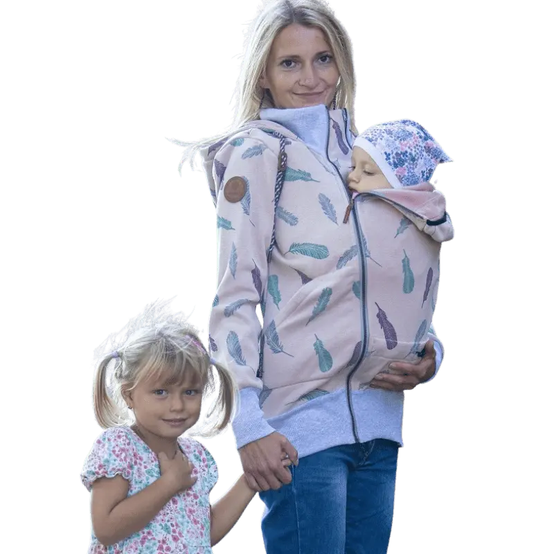 Angel Wings Babywearing Hoodie Feathers Old Pink-Babywearing Outerwear-Angel Wings-canada and usa-Little Zen One-1