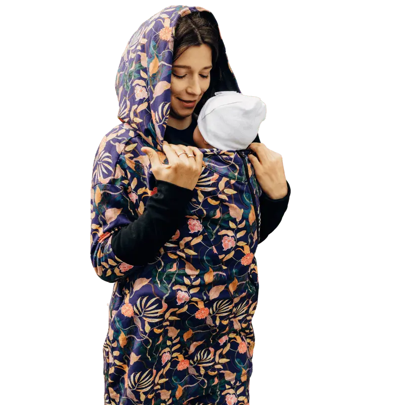 Babywearing Hoodie Vintage Flowers by LennyLamb-Babywearing Outerwear-LennyLamb-canada and usa-Little Zen One-2