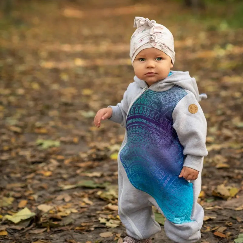 Bear Romper Peacocks Tail Fantasy grey by LennyLamb - Baby Carrier AccessoriesLittle Zen One