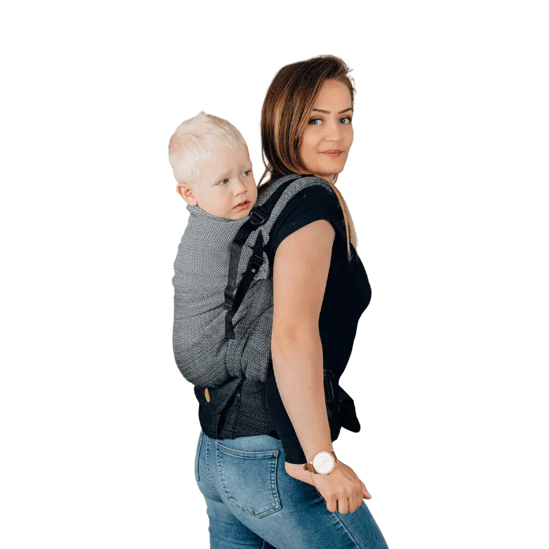 Herringbone Ombre Grey Preschool Carrier by LennyLamb - Buckle CarrierLittle Zen One