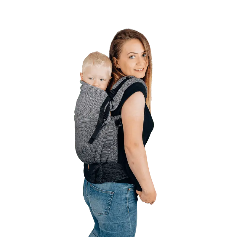 Herringbone Ombre Grey Preschool Carrier by LennyLamb - Buckle CarrierLittle Zen One