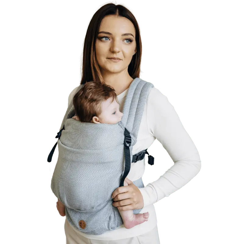 Little Herringbone Grey LennyLight Carrier by LennyLamb - Buckle CarrierLittle Zen One