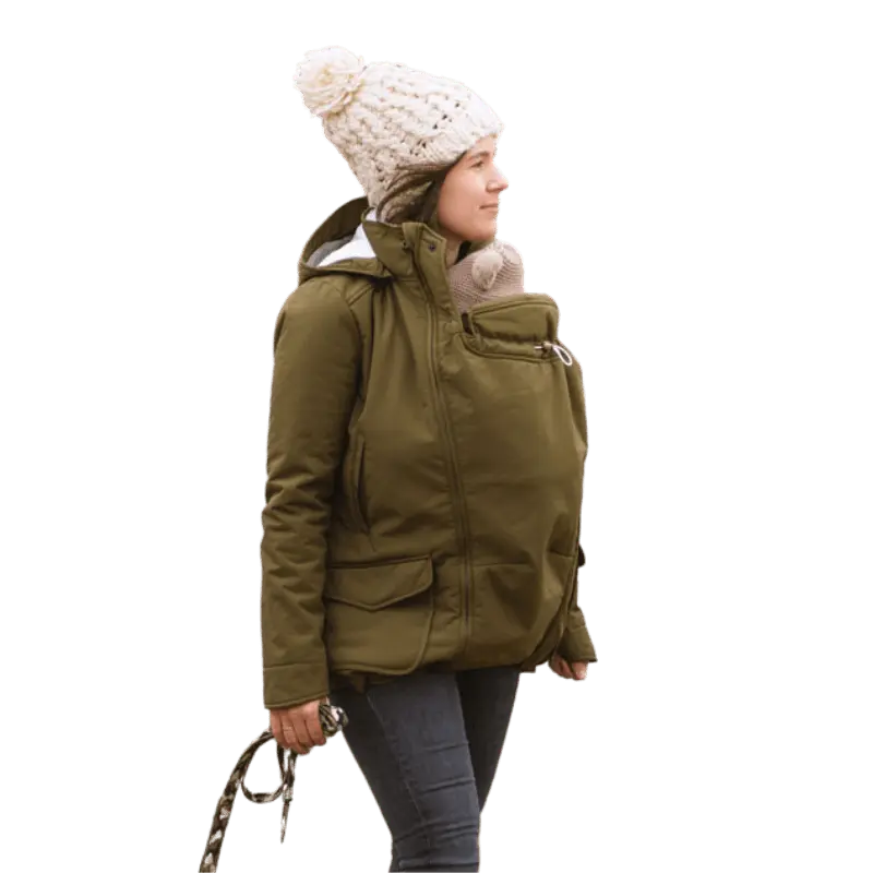 Mamalila Cosy Allrounder Softshell Babywearing Jacket Khaki - Babywearing OuterwearLittle Zen One4251054511271