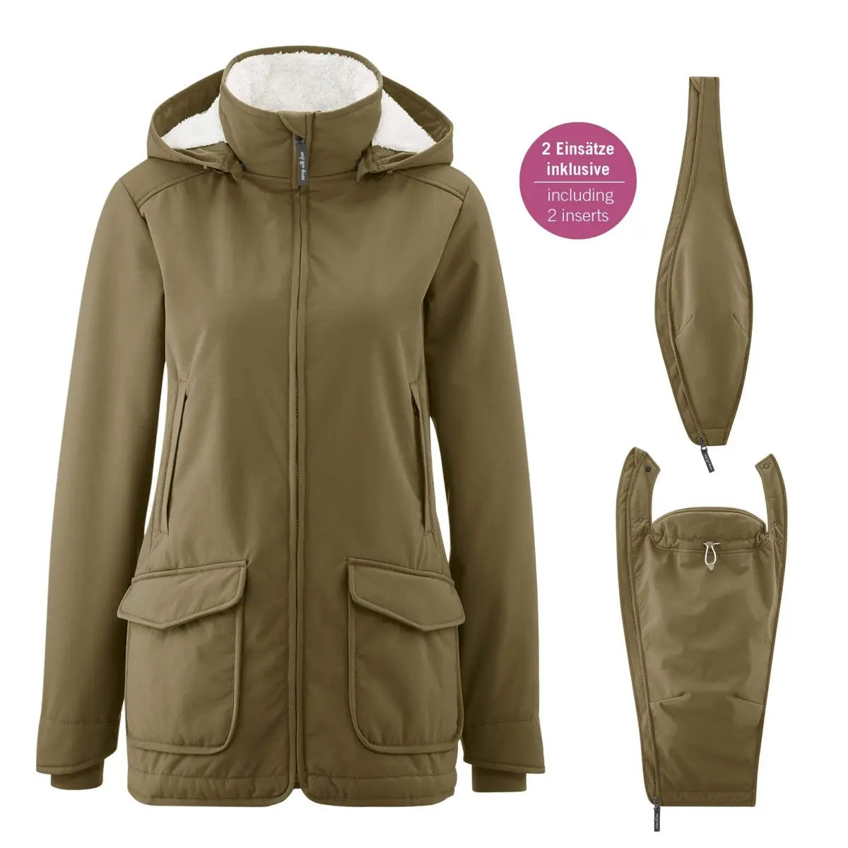 Mamalila Cosy Allrounder Softshell Babywearing Jacket Khaki - Babywearing OuterwearLittle Zen One4251054511271