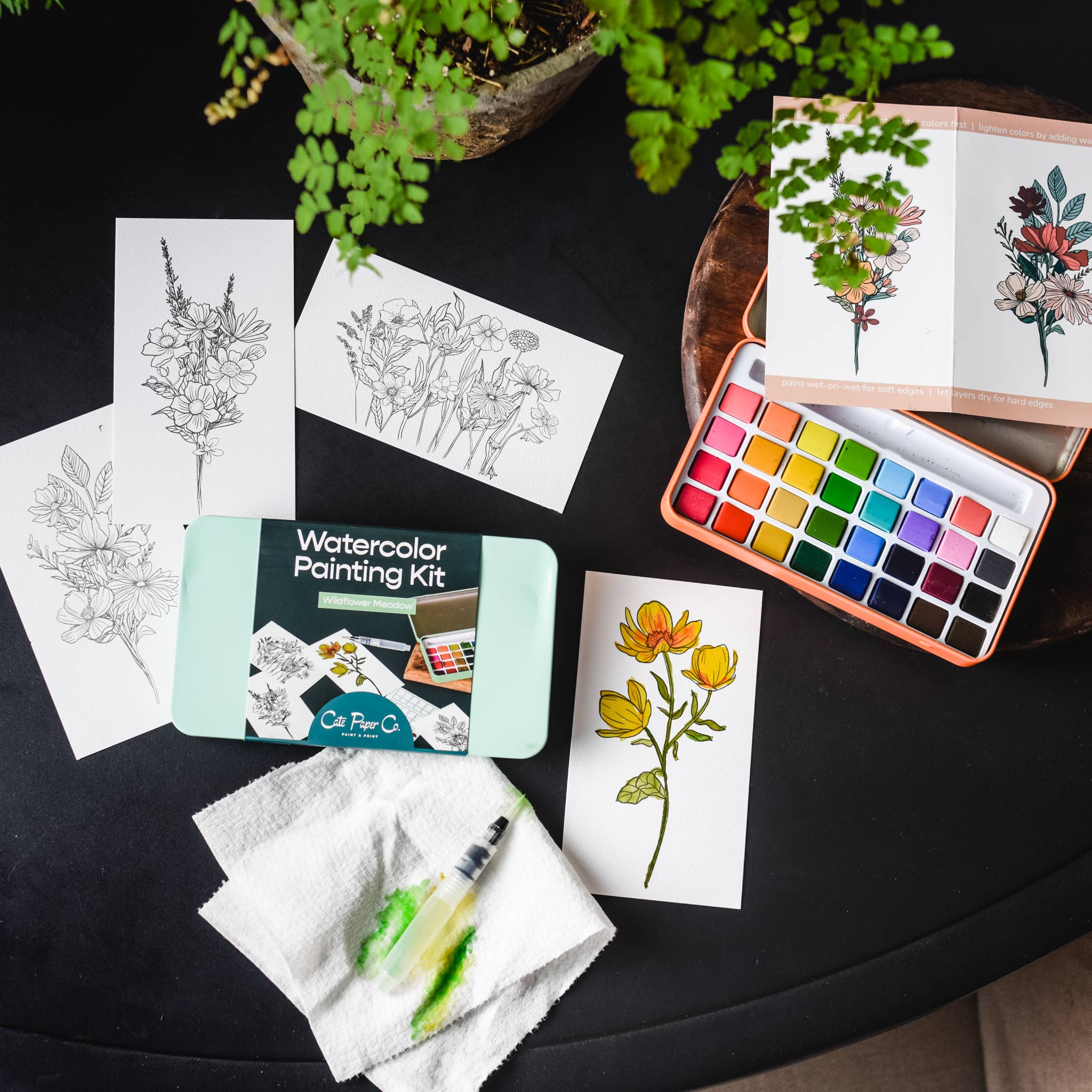 Wildflower Meadow watercolor painting kit Cate Paper Co. at Little Zen One