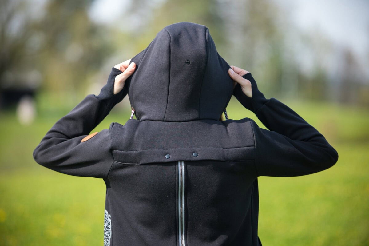 Angel Wings Babywearing Hoodie Black Angel Wings at Little Zen One