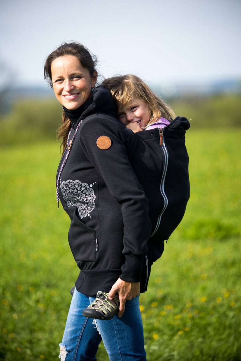 Angel Wings Babywearing Hoodie Black Angel Wings at Little Zen One