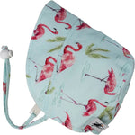 Flamingo Cotton Print Infant and Toddler UPF50+ Sun Protection Bonnet Puffin Gear