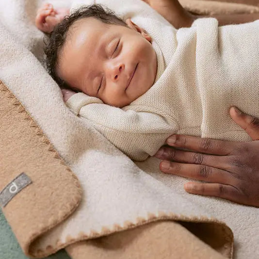 Disana Doubleface Baby Blanket Merino Wool Knit - Caramel Natural Disana
