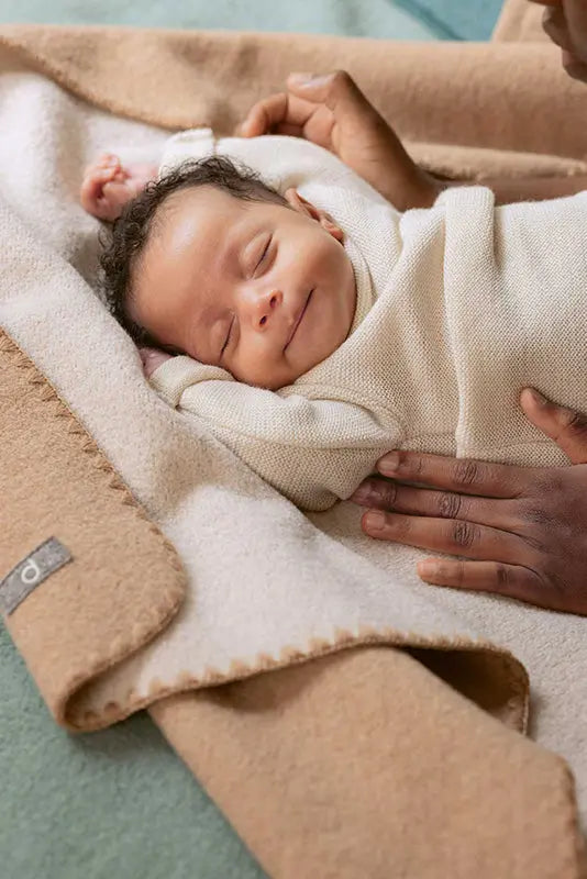 Disana Doubleface Baby Blanket Merino Wool Knit - Caramel Natural Disana