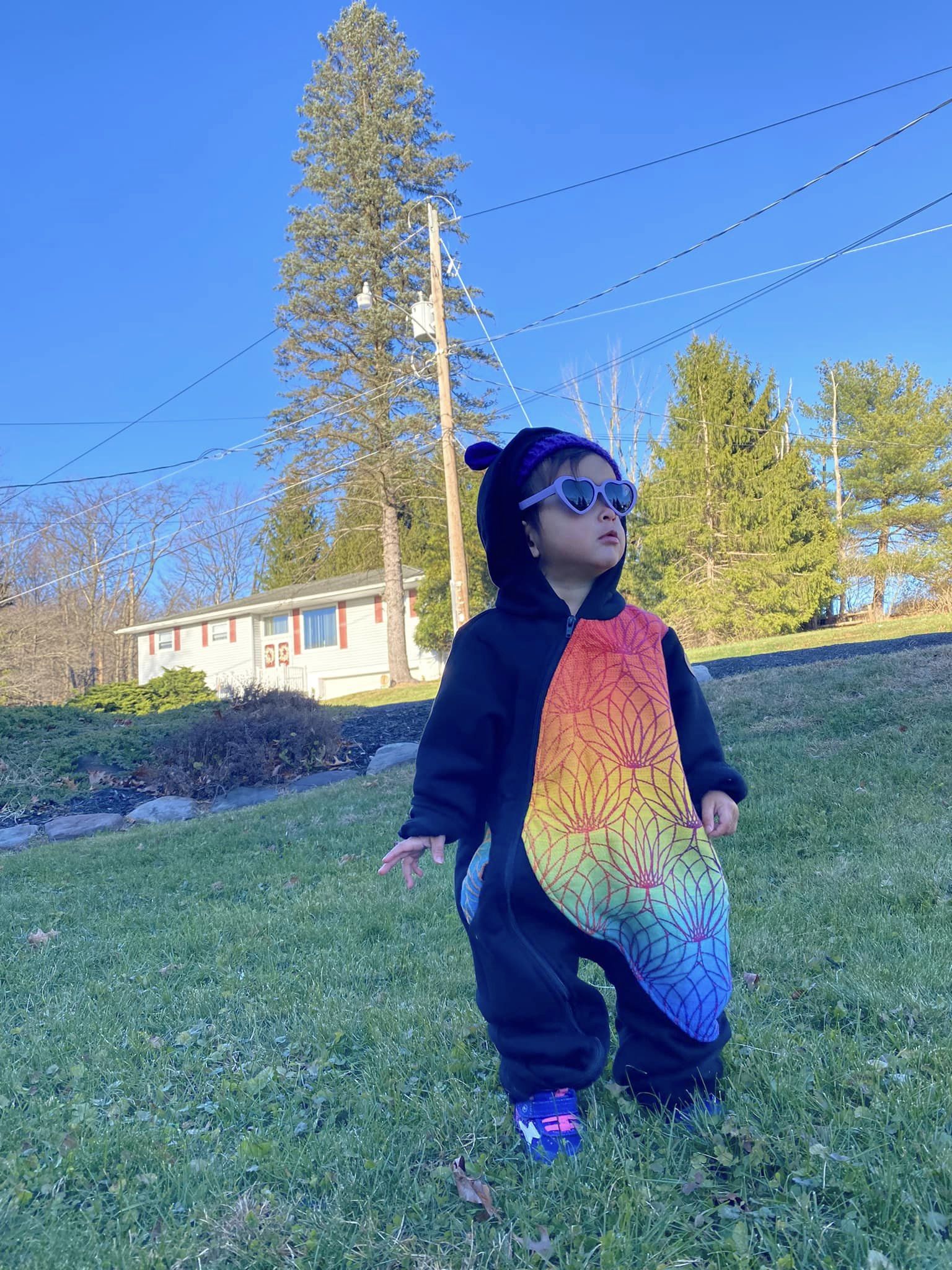Bear Romper Rainbow Lotus by LennyLamb LennyLamb at Little Zen One