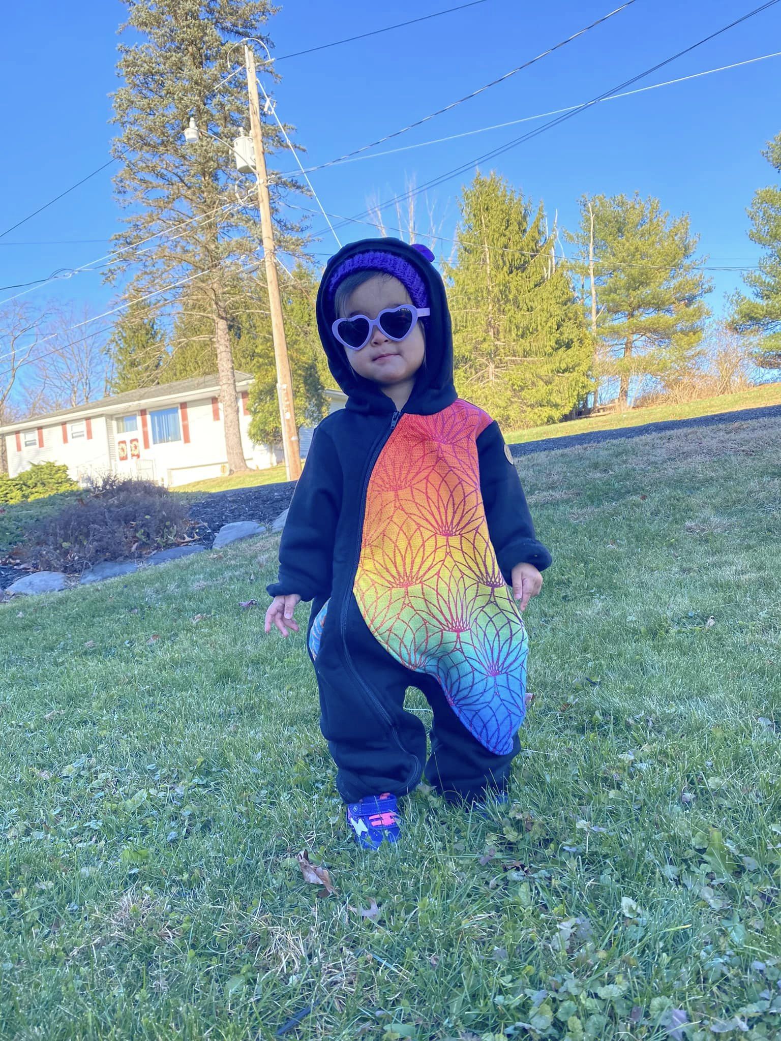 Bear Romper Rainbow Lotus by LennyLamb LennyLamb at Little Zen One