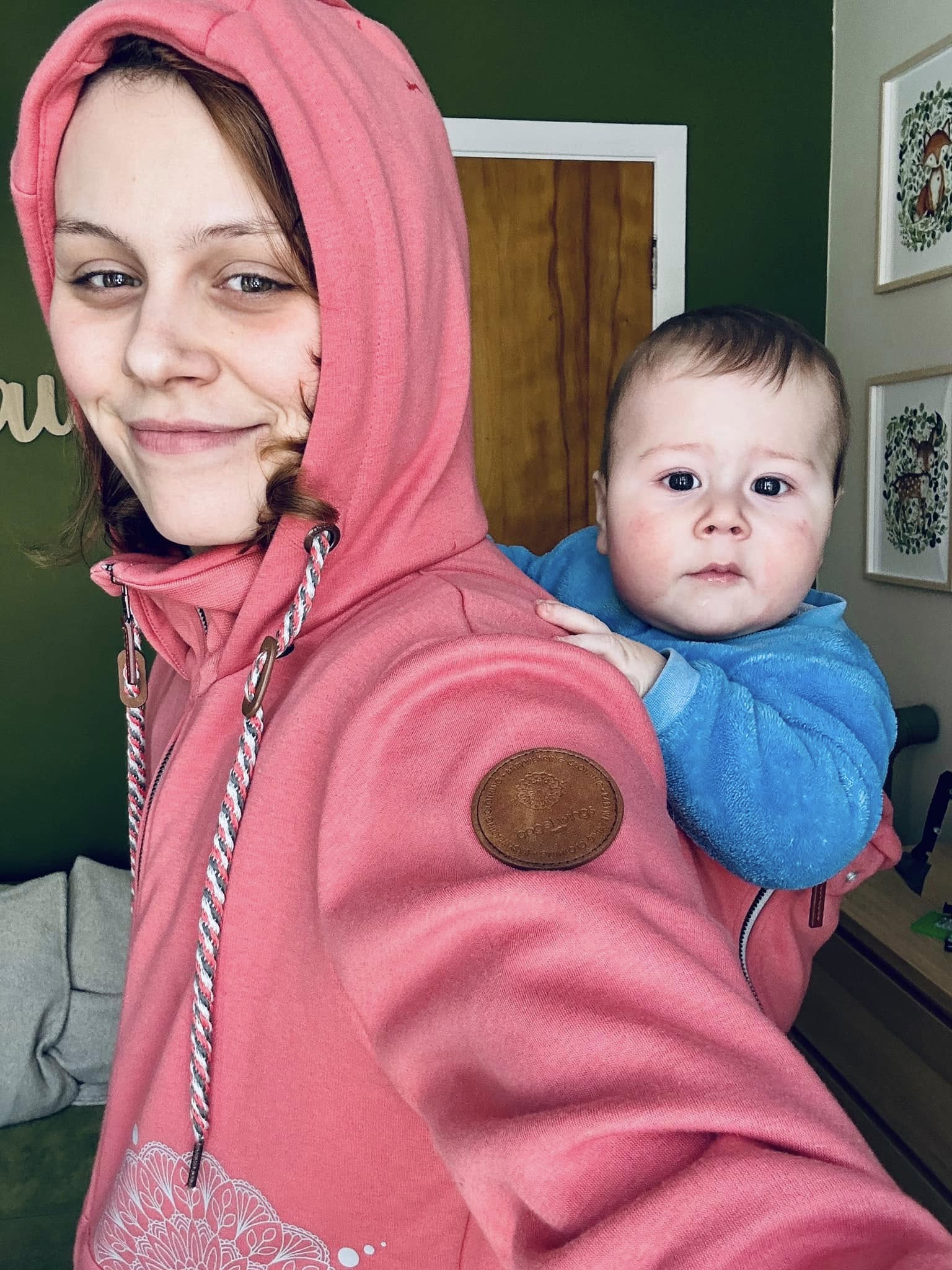 Angel Wings Babywearing Hoodie Coral Pink Angel Wings at Little Zen One