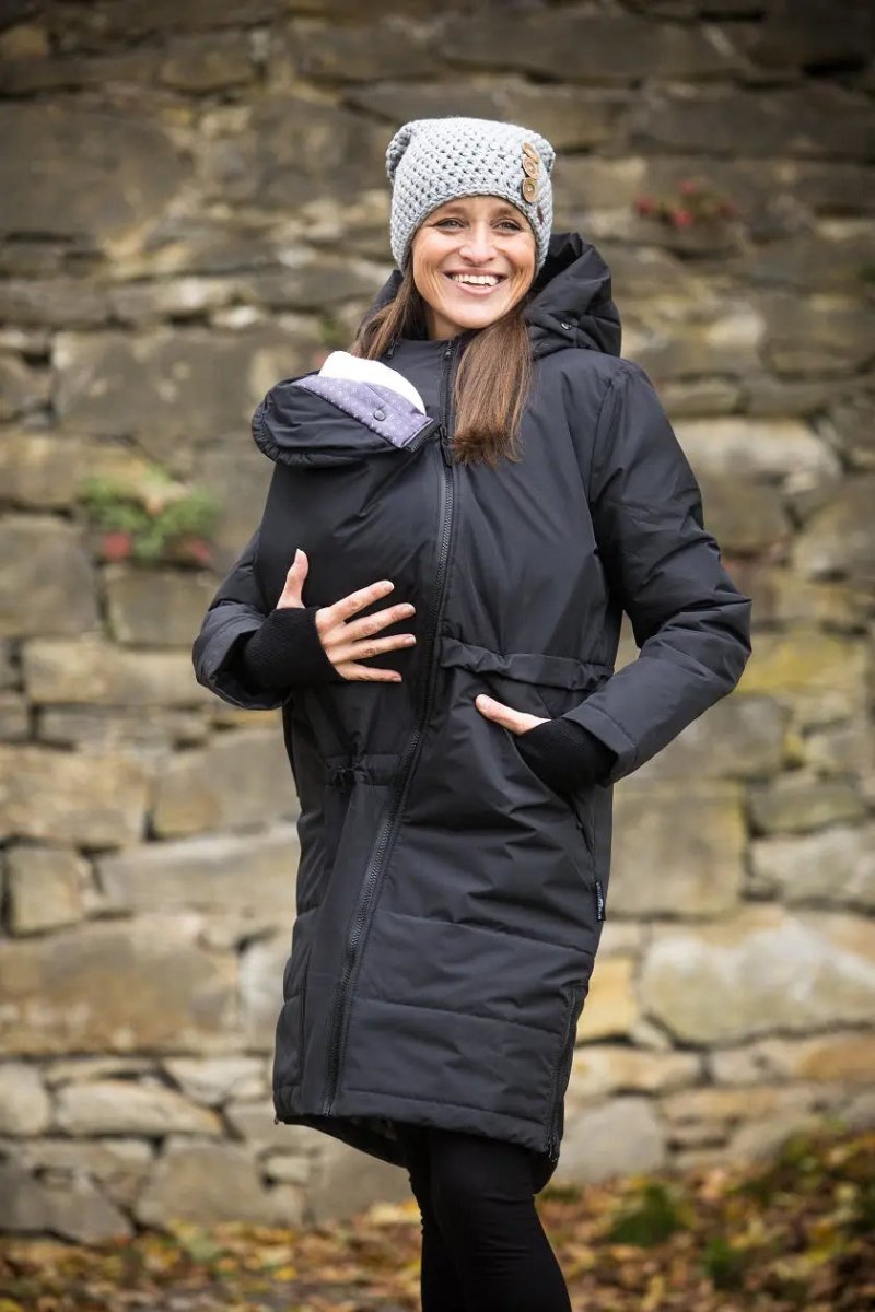 Angel Wings Babywearing Long Coat Black Babywearing Outerwear