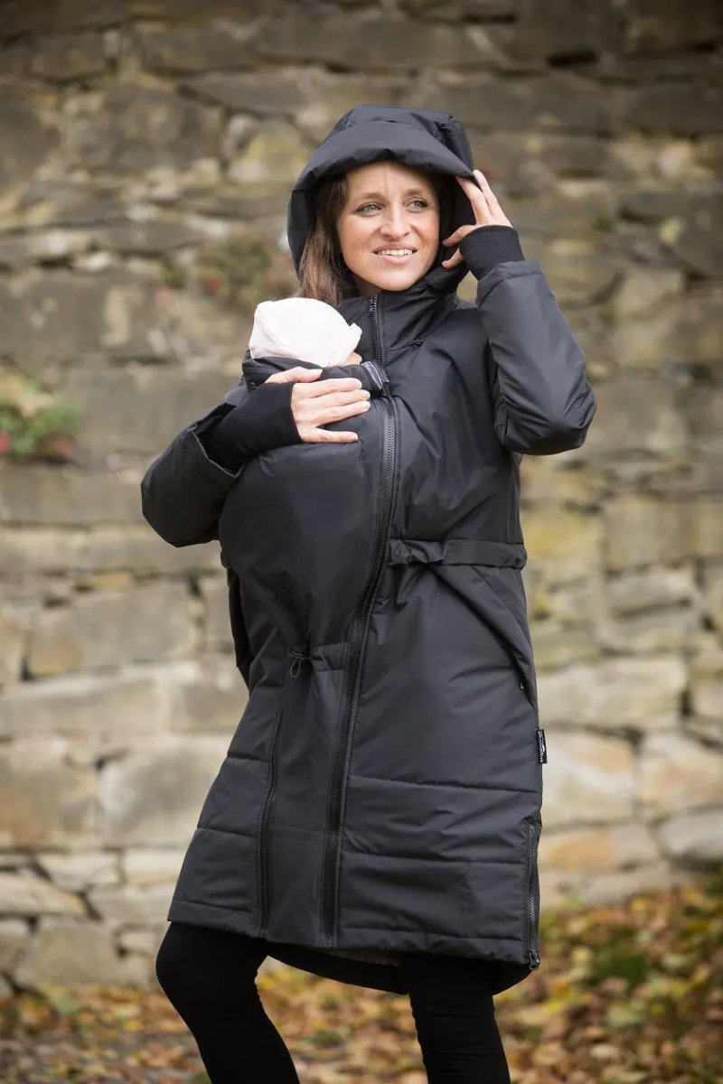 Angel Wings Babywearing Long Coat Black Babywearing Outerwear
