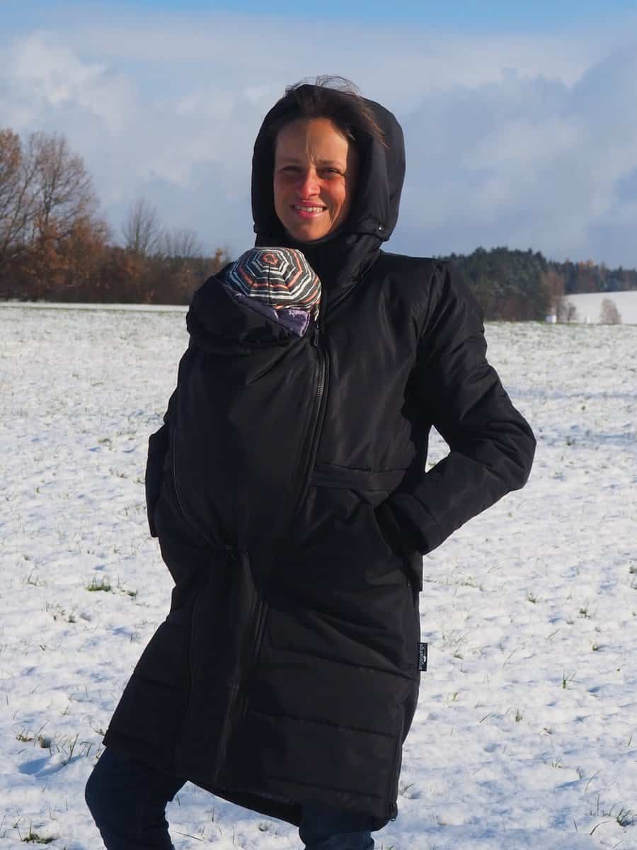 Angel Wings Babywearing Long Coat Black Babywearing Outerwear