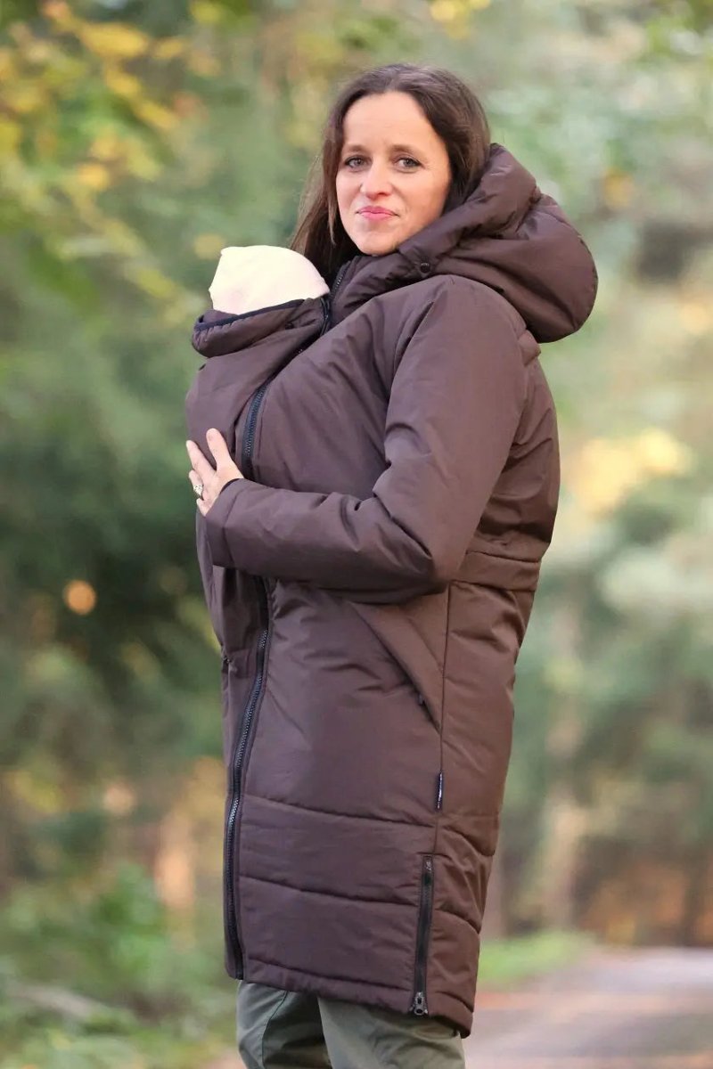 Angel Wings Babywearing Long Coat Brown Babywearing Outerwear