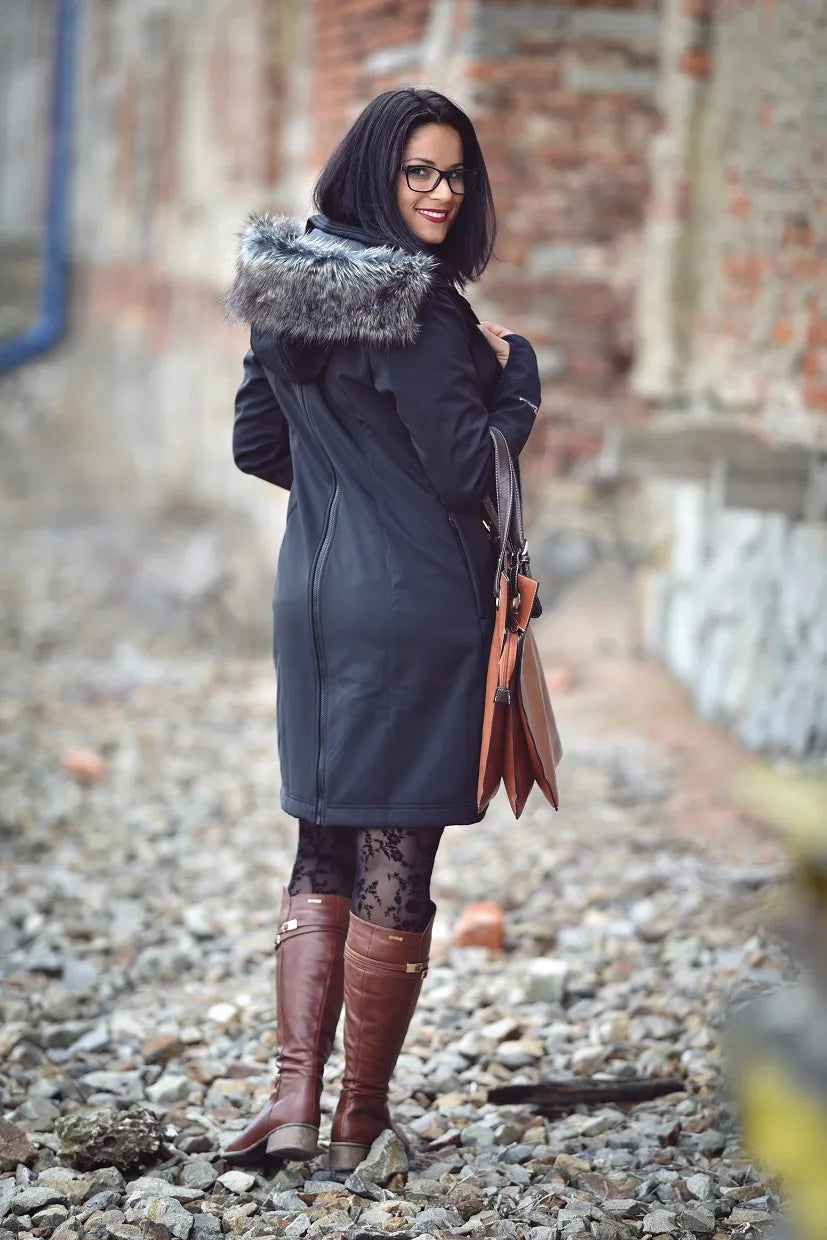 Angel Wings Babywearing Softshell Coat Black Angel Wings at Little Zen One