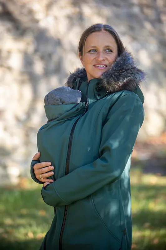 Angel Wings Babywearing Softshell Coat Green Angel Wings at Little Zen One
