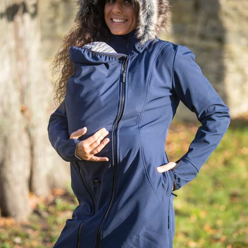 Angel Wings Babywearing Softshell Coat Navy Blue Babywearing Outerwear