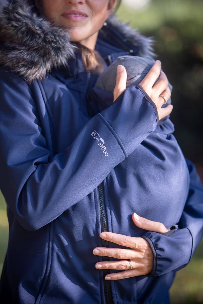 Angel Wings Babywearing Softshell Coat Navy Blue Babywearing Outerwear