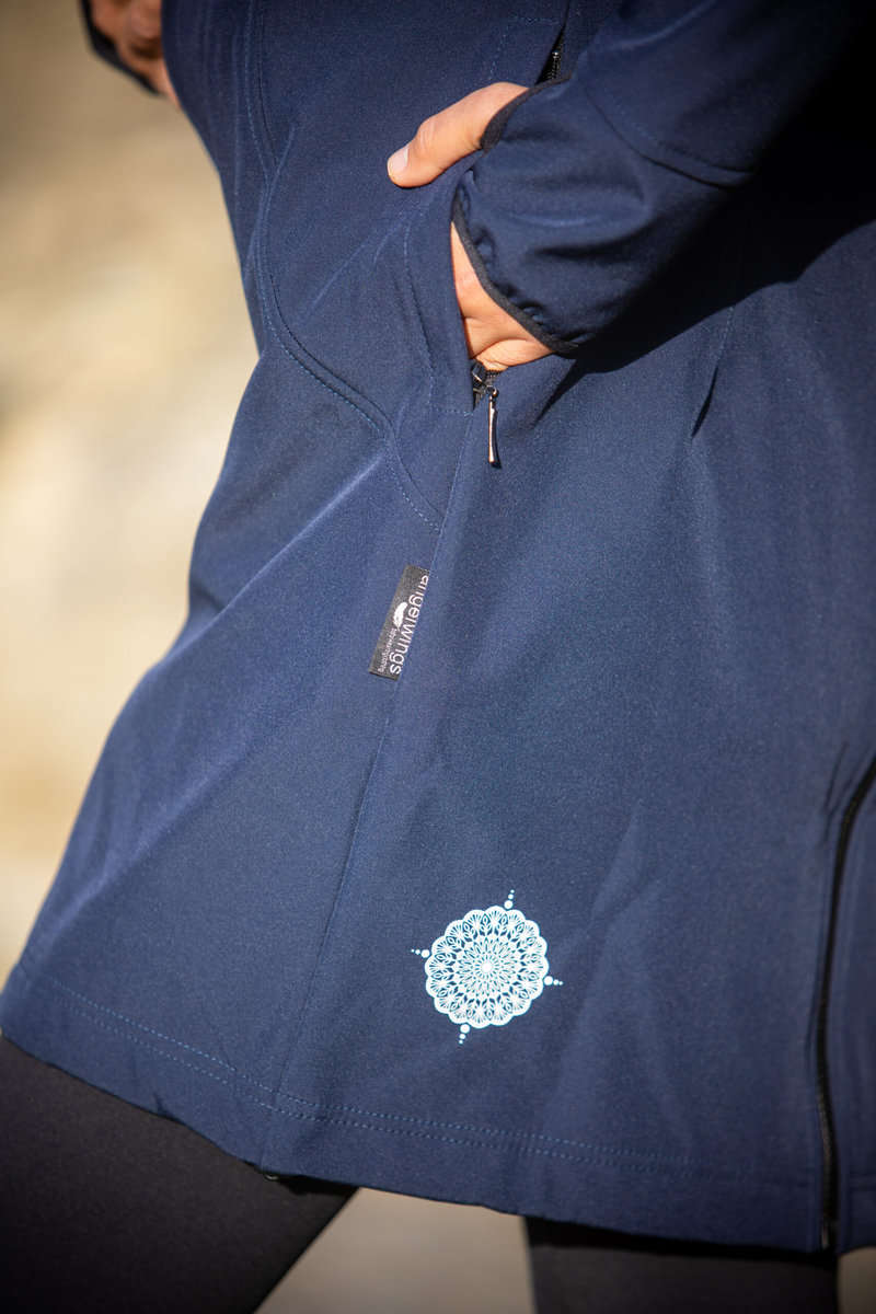 Angel Wings Babywearing Softshell Coat Navy Blue Angel Wings at Little Zen One
