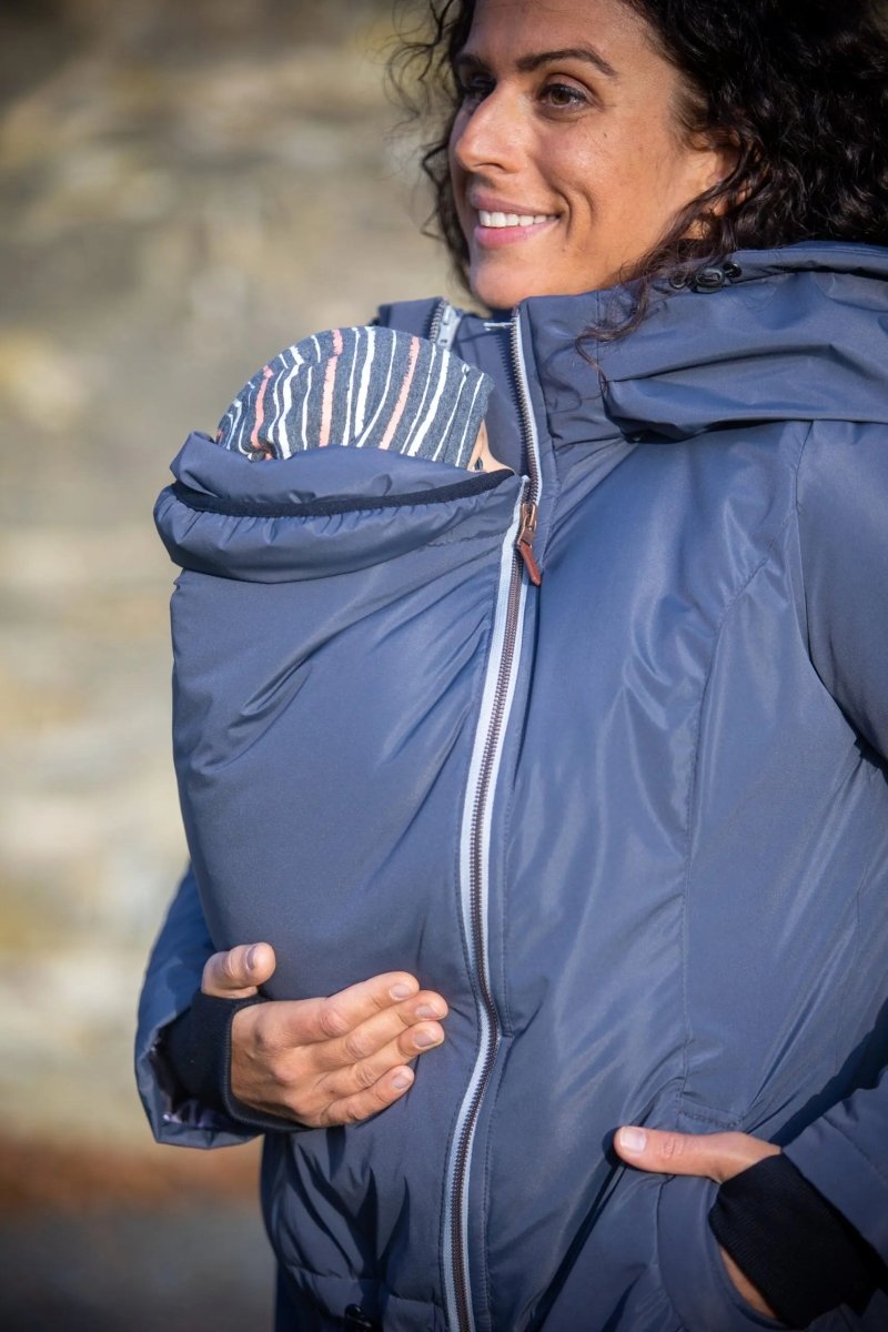 Angel Wings Babywearing Winter Coat Pewter Grey Babywearing Outerwear