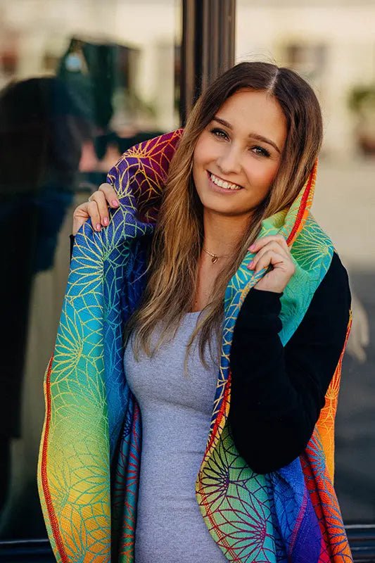 Babywearing Long Cardigan Rainbow Lotus