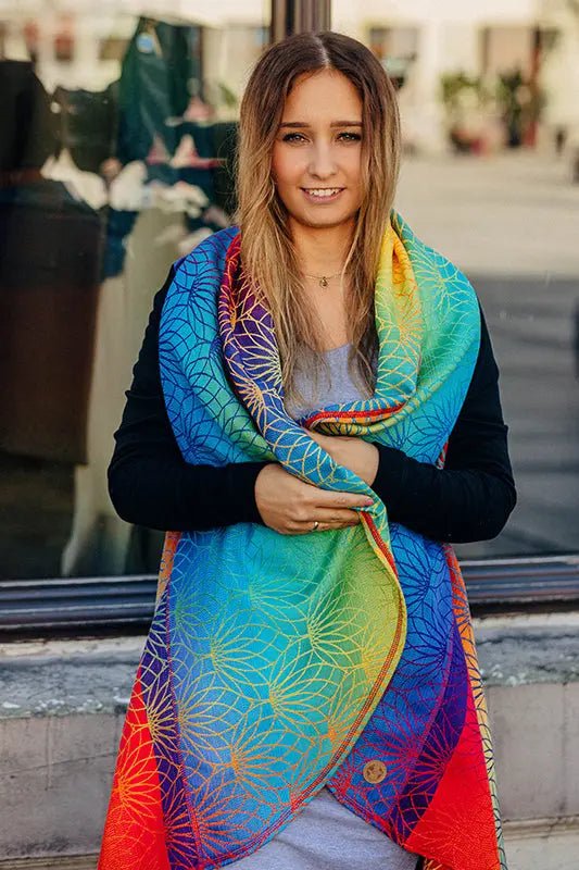 Babywearing Long Cardigan Rainbow Lotus by LennyLamb - Babywearing OuterwearLittle Zen One5907557767156