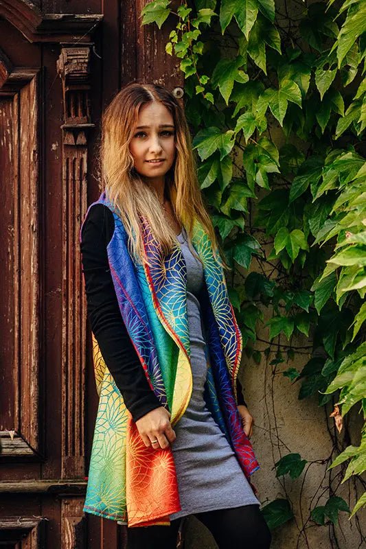 Babywearing Long Cardigan Rainbow Lotus by LennyLamb - Babywearing OuterwearLittle Zen One5907557767156