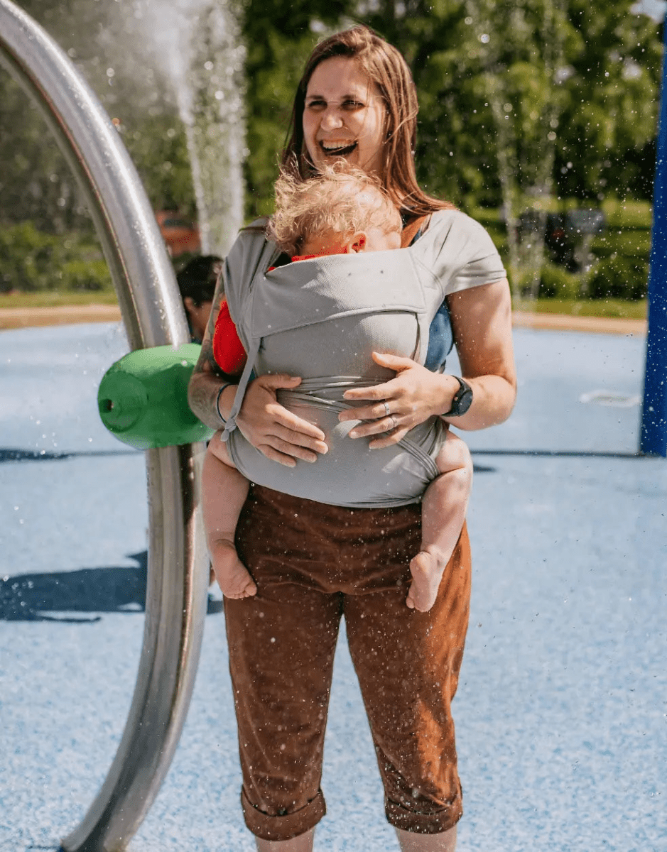 Broadway Grey Everyday Half Buckle Baby Carrier by Beachfront Baby Half Buckle