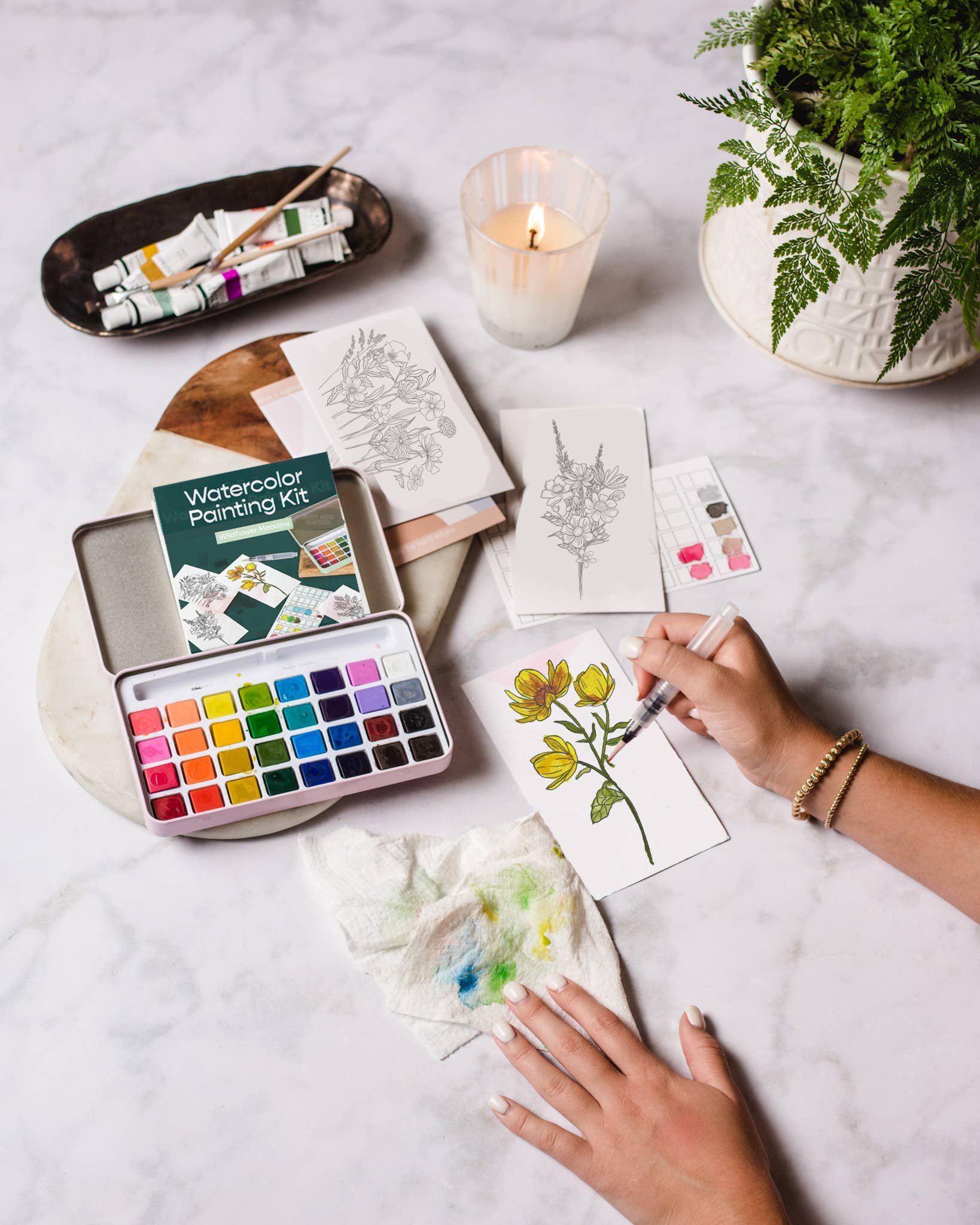 Wildflower Meadow watercolor painting kit Cate Paper Co. at Little Zen One