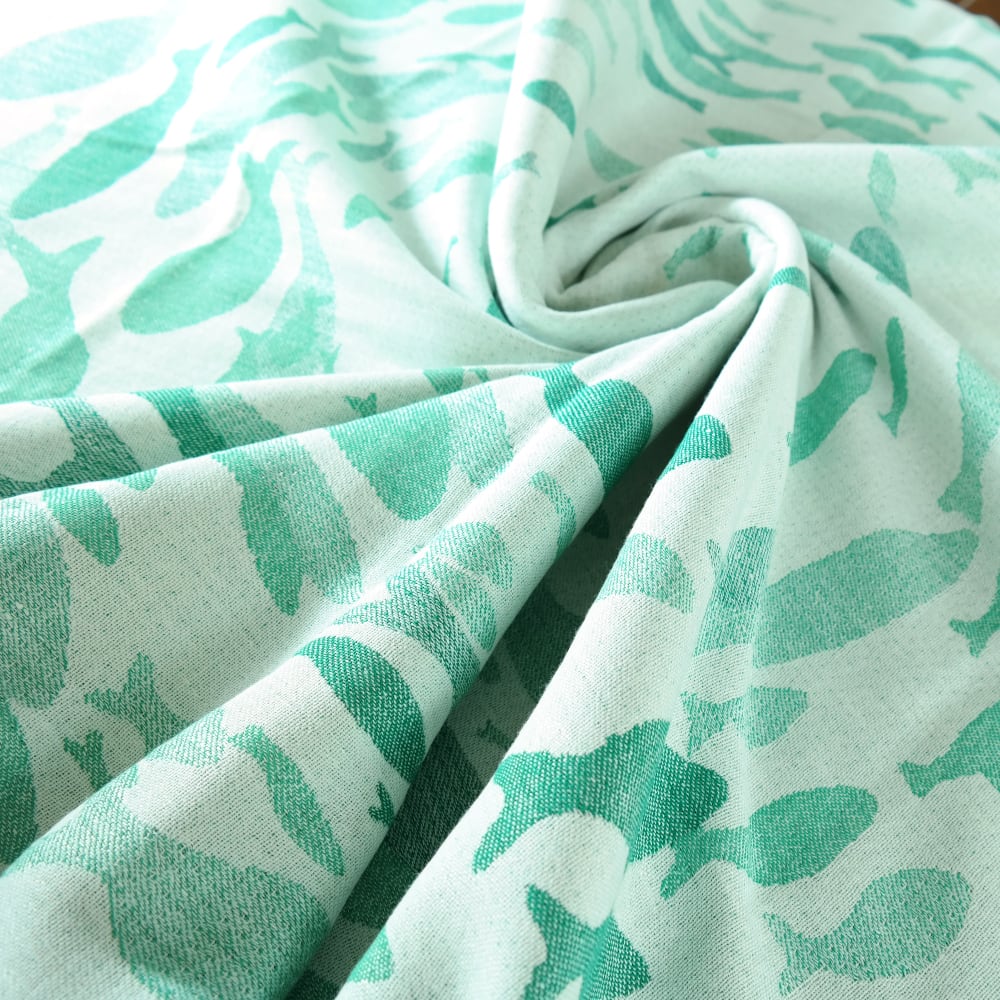 Swirling Fishes Emerald Half linen Blanket by Didymos Didymos