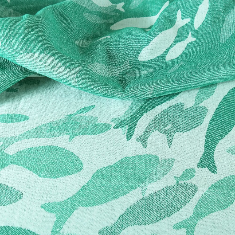 Swirling Fishes Emerald Half linen Blanket by Didymos Didymos