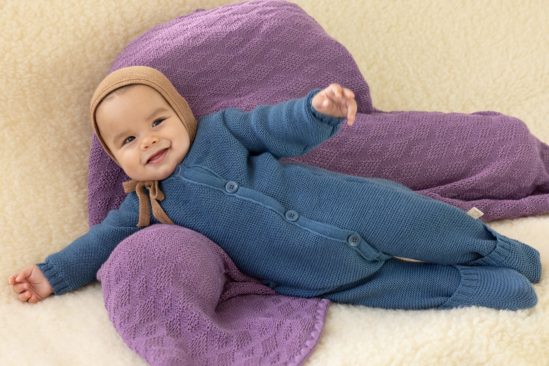 Disana Ajour Knit Baby Blanket Organic Merino Wool Lilac