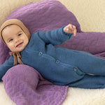 Disana Ajour Knit Baby Blanket Organic Merino Wool Lilac