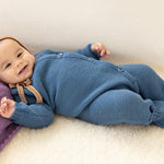 Disana Organic Merino Wool Knit Baby Coverall Dusty Blue Baby Carrier