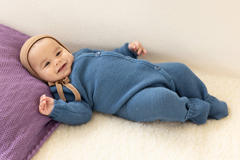 Disana Organic Merino Wool Knit Baby Coverall Dusty Blue Baby Carrier