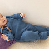Disana Organic Merino Wool Knit Baby Coverall - Dusty Blue Disana at Little Zen One