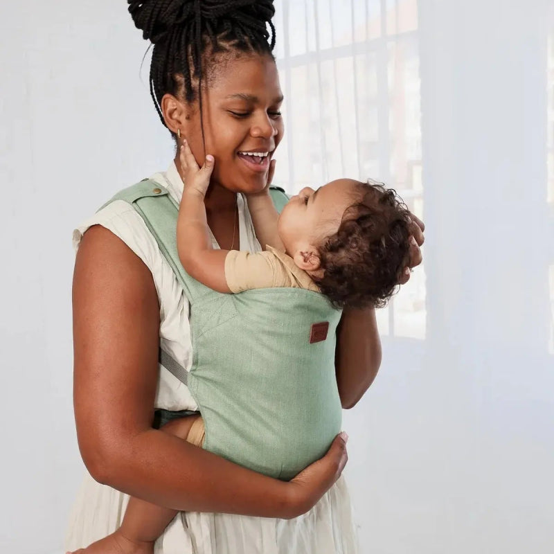 Eucalyptus with Desert Tan Original Baby Carrier by Happy Baby Buckle Carrier